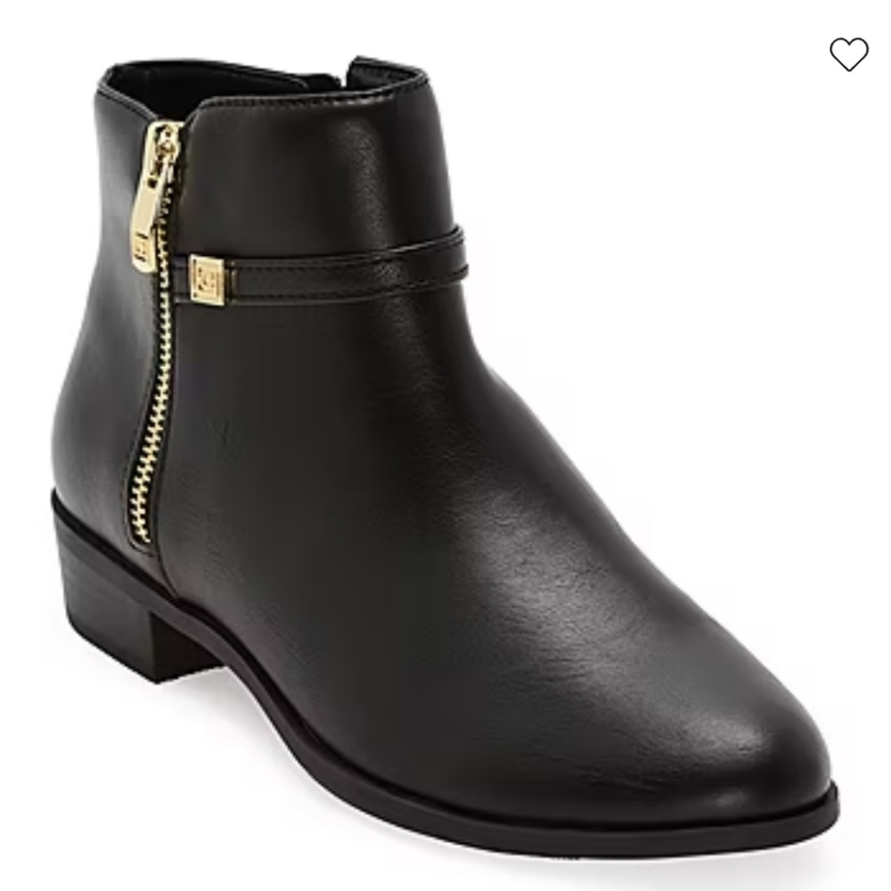 NWOB Liz Claiborne LC Roth Black Ankle Boots Women's 8.5W Memory Foam, Zipper
